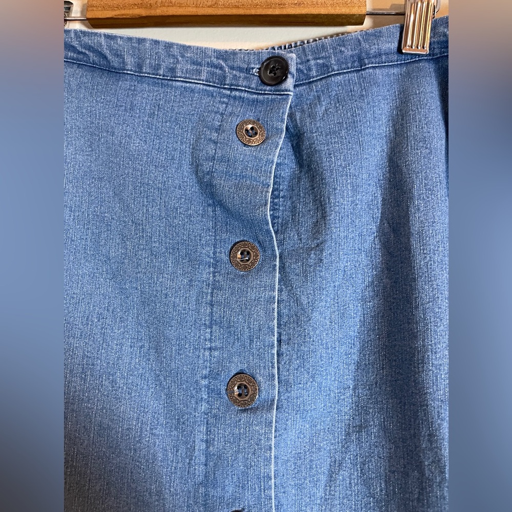Vintage BonWorth Jean Skirt Womens Medium Petite Blue Prairie Midi Gardencore - Picture 4 of 11